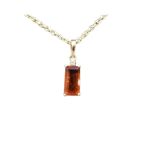 Pendentif 100% naturel avec pierre de naissance de janvier - Or 14 carats - Grenat rhodolite pour femme