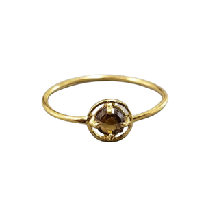 Handmade 18k Gold Ring: Brown Diamond Stackable Band