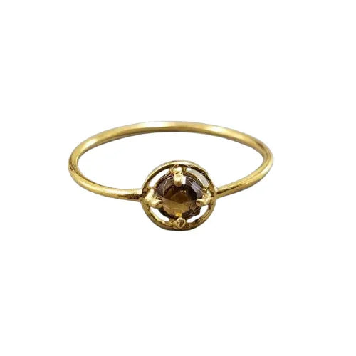 Handmade 18k Gold Ring: Brown Diamond Stackable Band