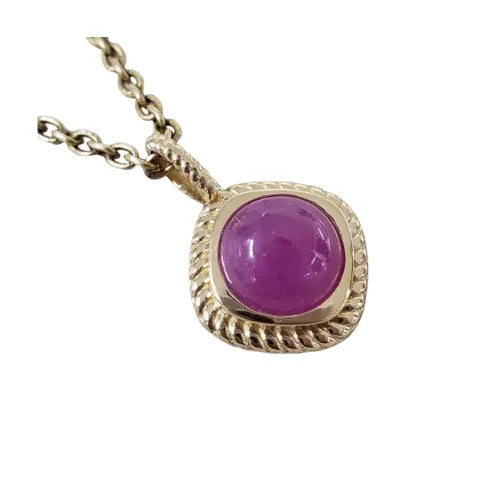 14 Karat Gold Oval Cabochon Rubin Anhänger