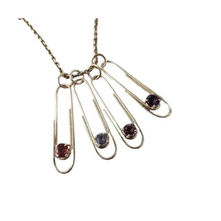 14k Gold Spinel Safety Pin Pendant, Minimalist Gemstone Charm