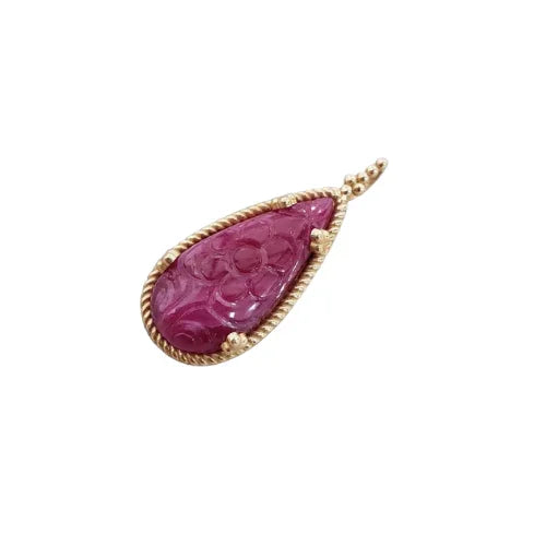 14 Karat Gold Oval Cabochon Rubin Anhänger