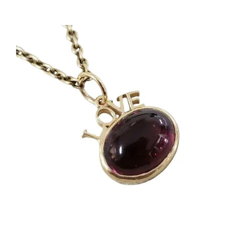 LOVE- 14k Gold Pink Tourmaline Bezel Pendant