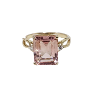 Natural Light Pink Tourmaline & Diamond Ring