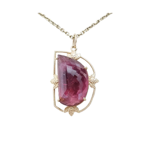 Fancy Cut Pink Tourmaline Pendant Necklace in 14K Gold