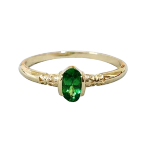Minimal Oval Natural Tsavorite 14k Gold Ring For Women