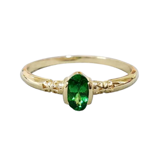 Minimal Oval Natural Tsavorite 14k Gold Ring For Women