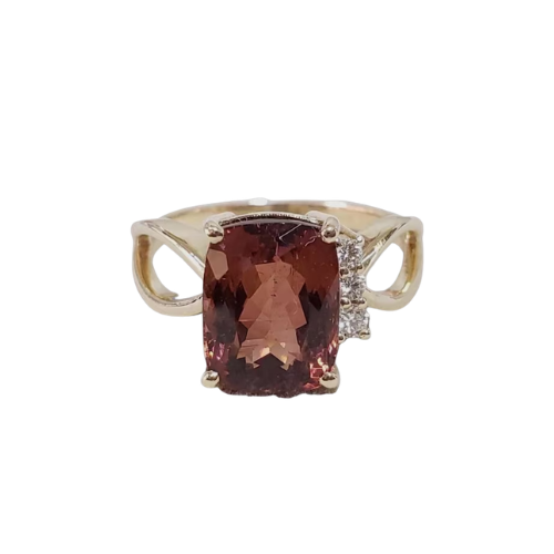 14k Gold Tourmaline Diamond Ring