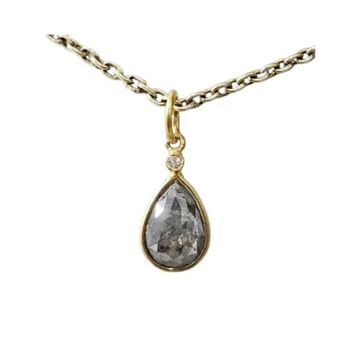 18k Gold Grey Diamond Charm