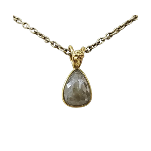 18k Solid Gold Rustic Diamond Pendant