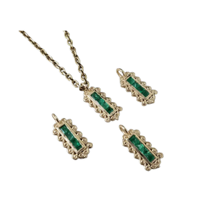 Solid 14k Gold Emerald Charm, Elegant Green Gemstone