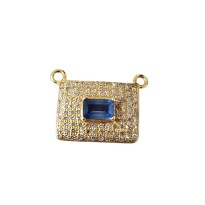 14k Gold Blue Sapphire & Diamonds Connector Necklace