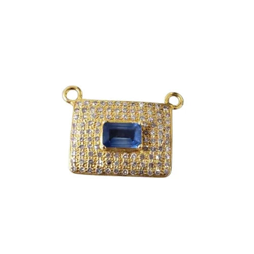 Pendentif pour femme en or 18 carats avec saphir bleu cabochon