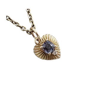 Natural Blue Spinel Diamond Heart Pendant in 14K Gold