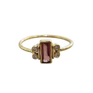 14k Gold Baguette Cut Pink Spinel Ring