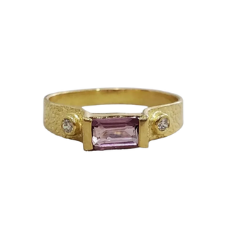 Minimalist Pink Spinel Band with Diamond Accents