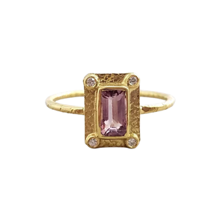 Natural Pink Spinel Diamond Ring in 14k Gold