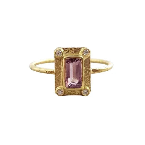 Natural Pink Spinel Diamond Ring in 14k Gold