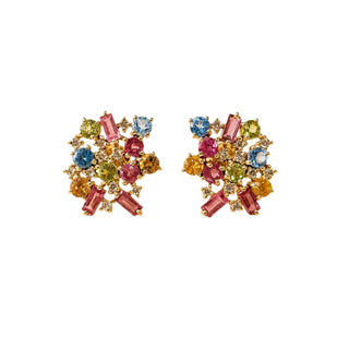Boucles d'oreilles pendantes rondes en or 14 carats avec tanzanite