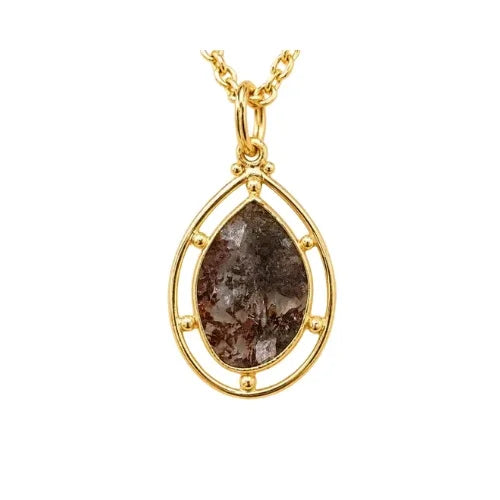 Natural Rustic Slice Diamond Pendant in 18k Gold: Dainty Jewelry