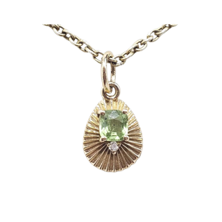 Natural Green Spinel & Diamond Charm Pendant in 14k Gold