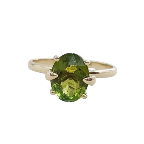 14k Gold Natural Green Tourmaline Ring
