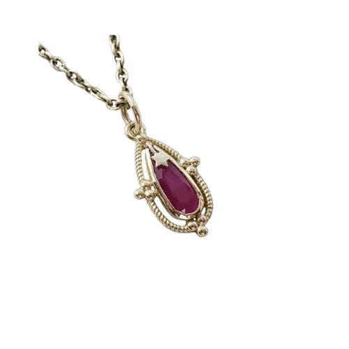 Solid 14k Gold Ruby Pendant | Handmade Artisan Gemstone Pendant
