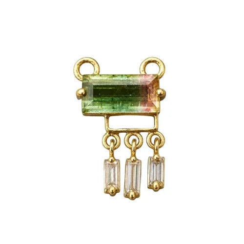 14k Gold Bi Color Tourmaline Pendant