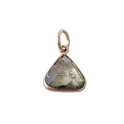 Rustic Gray Triangle Diamond Charm in 14k Gold