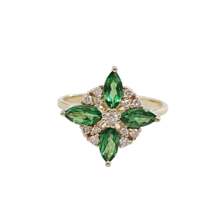Natural Tsavorite & Diamond Ring in 14k Gold