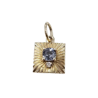 14K Gold Natural Blue Spinel Diamond Pendant