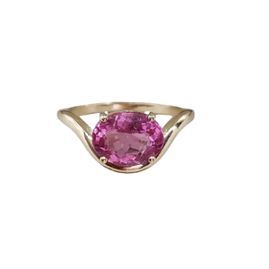 Tourmaline rose en or 14 carats avec bague en diamant