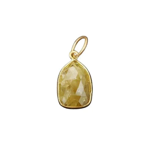 Natural Yellow Rustic Diamond Pendant in 18k Gold