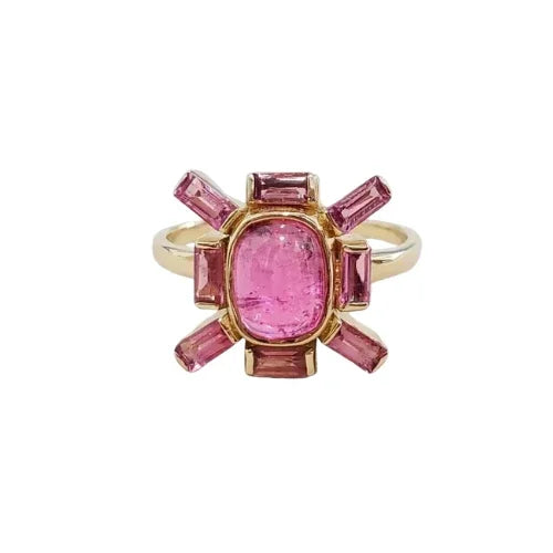 Natural Pink Tourmaline 14k Gold Ring