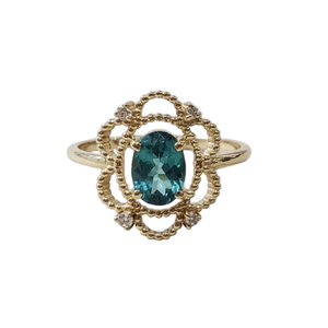 Natural Indicolite Tourmaline Ring in Solid 14K Gold