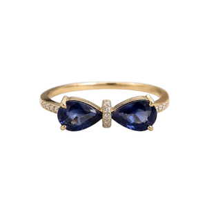 Infinity Blue Sapphire & Diamond Ring in Solid 14k Gold