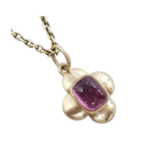 Cushion Pink Tourmaline 14k Pendant | Natural Pink Tourmaline