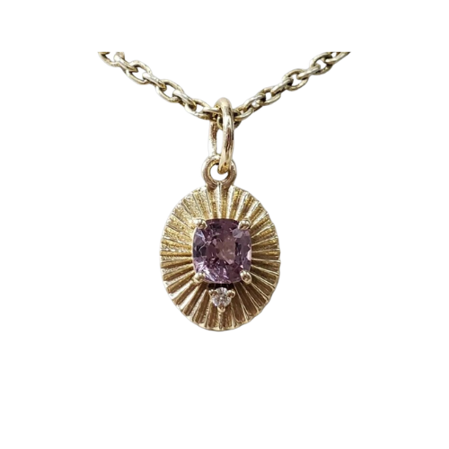 Blush Pink Spinel & Diamond Pendant in 14k Gold
