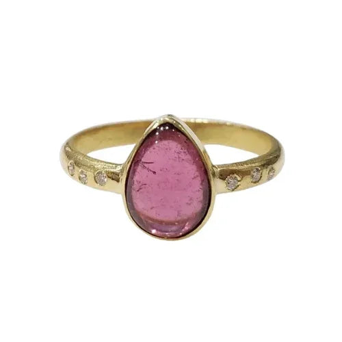 Natural Pink Tourmaline Ring in 14k Gold