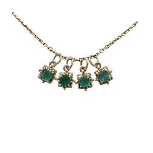 Natural Emerald Pendant in 14K Gold | Octagon Cut Gemstone Charm Necklace