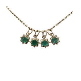 Natural Emerald Pendant in 14K Gold | Octagon Cut Gemstone Charm Necklace