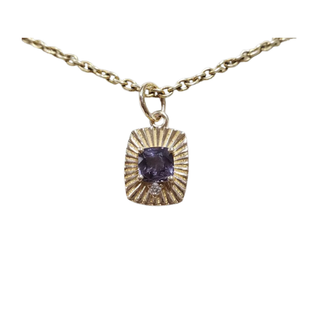 14k Solid Gold Purple Spinel & Diamond Pendant