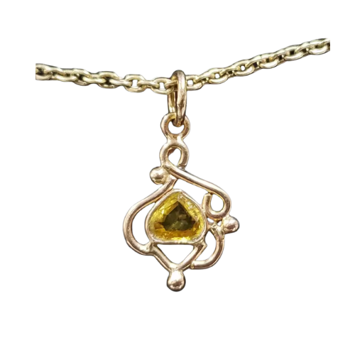 14k Gold Sapphire Pendant, Uncarved Heart, Minimalist Charm