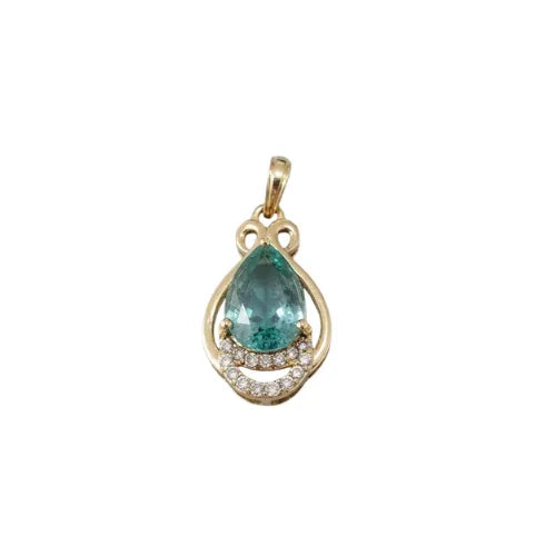 Heirloom Natural Zambian Emerald 14k Gold Pendant : Diamond Studded