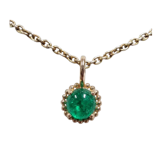 14K Gold Emerald Charm Pendant, Mini Grains Set