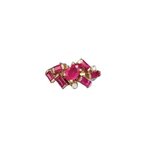 Ruby Baguette Diamond Ring: 18k Yellow Gold Anniversary Band