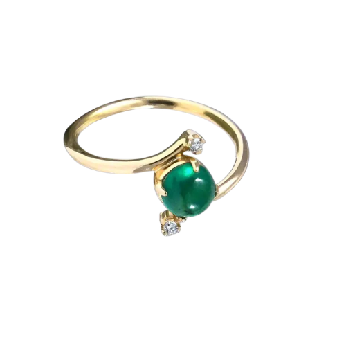 18K Gold Emerald Ring with Diamond Accents