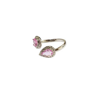 18 Karat Goldring mit rosa Saphir und Diamant