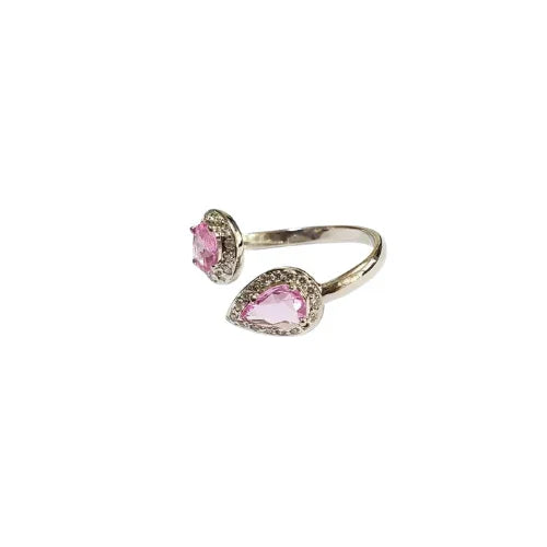 Pink Sapphire Diamond 18k White Gold Adjustable Ring