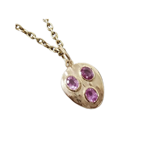 14k Gold Pink Sapphire Pendant Necklace | Dainty Minimal Gold Jewelry